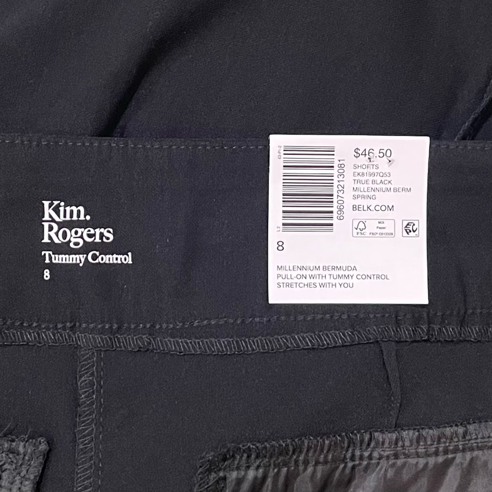 NWT Kim Rogers Black Millennium Bermuda Pull On Shorts Stretch Tummy Control - Picture 7 of 8